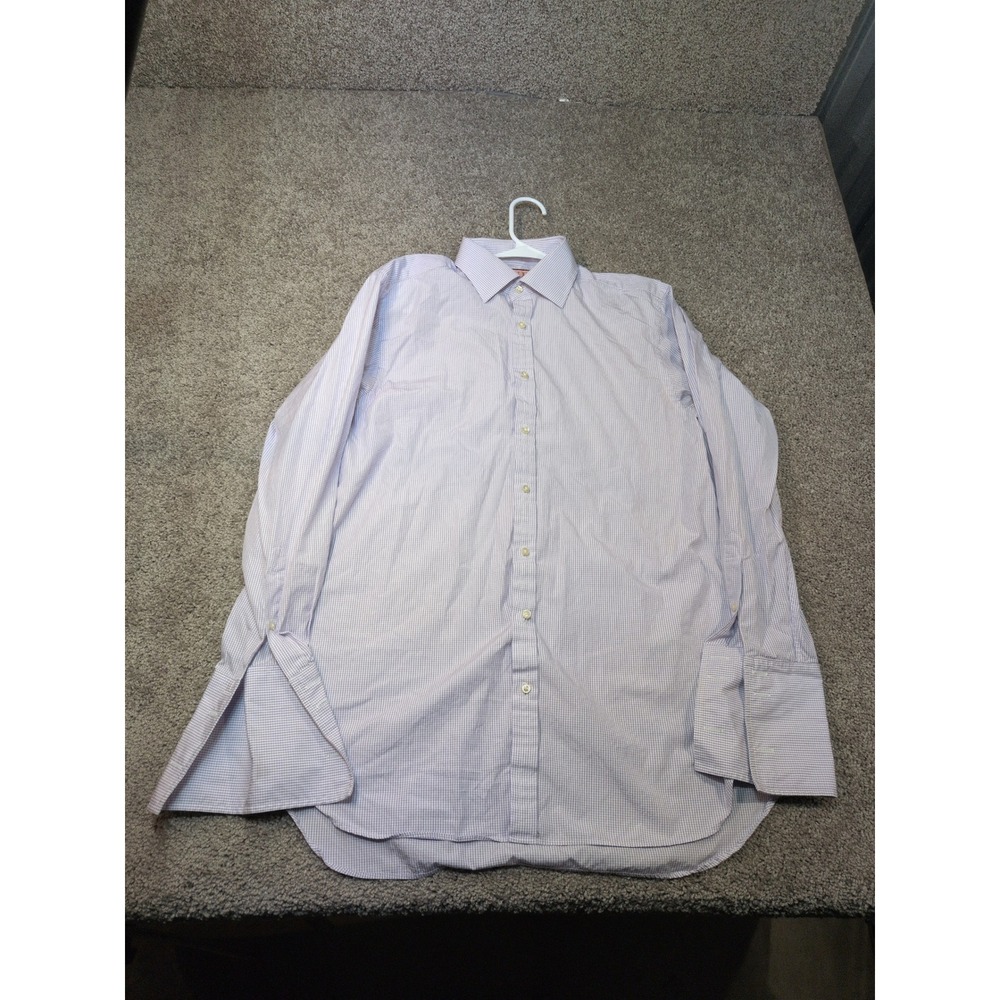 Thomas‎ Pink Jermyn Street Mens 15.5 Classic Fit Purple Check French Cuff Shirt